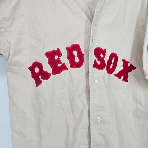 Vintage 90s Boston Red Sox Cooperstown Baseball Jersey L Cream Patch Embroidered - Picture 9 of 11